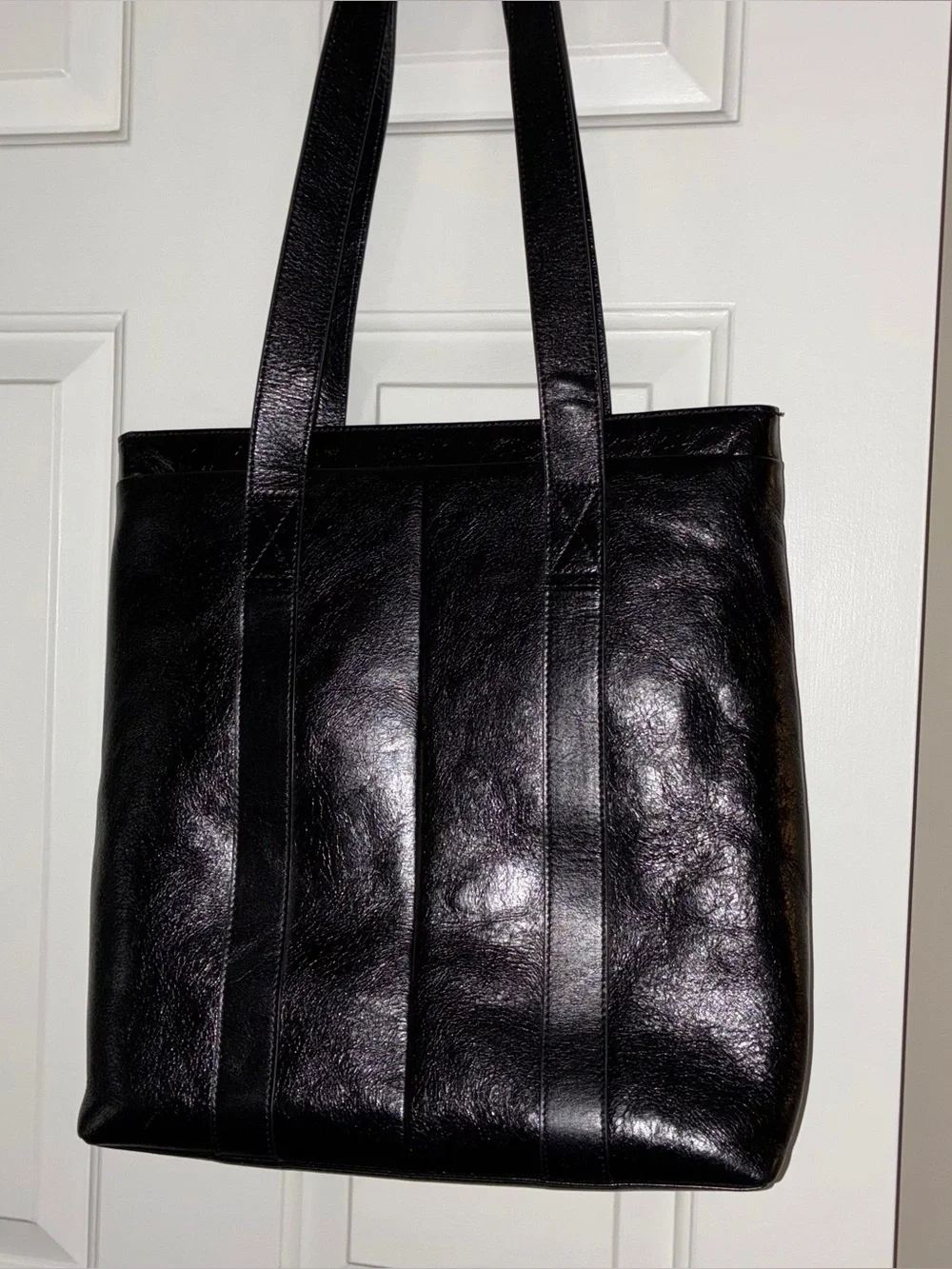 Like New Bros Leather Supply Company Large‎ Black Leather Tote Bag - Classic